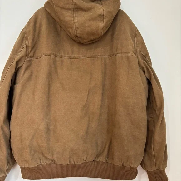 Levi’s Sherpa lined Workwear Brown Washed Canvas Outdoor winter Bomber Jacket XL - Picture 8 of 16